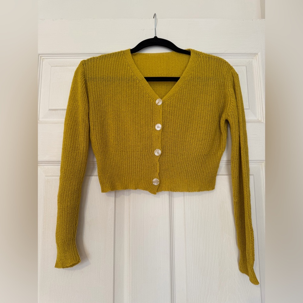 Mustard Yellow Women's crop top Sweater